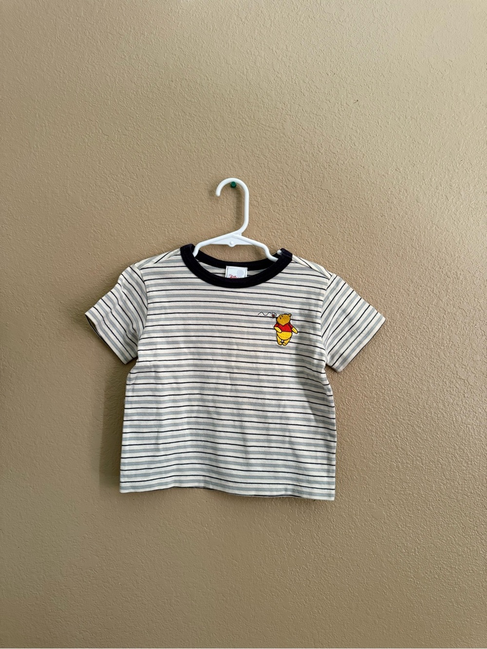 Y2K Winnie the Pooh Embroidered Striped Tee